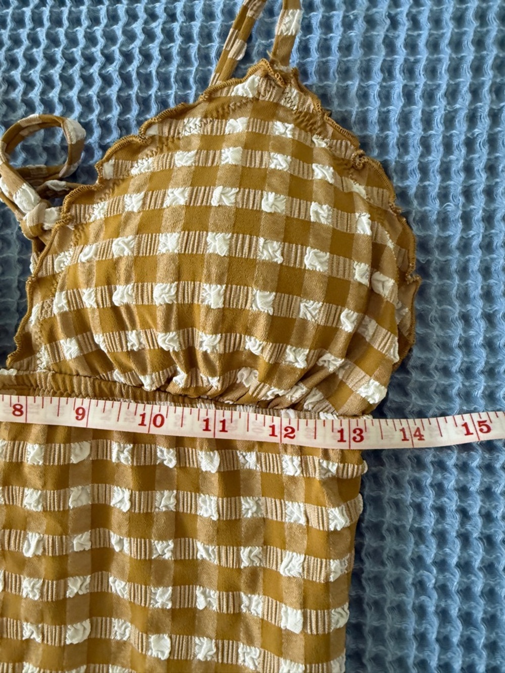 J. Crew Ruched plunge one-piece swimsuit gingham texture 8 - Picture 7 of 10